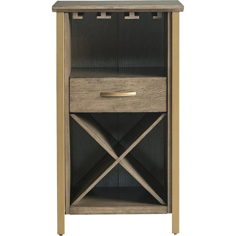 Leick Home 9500-DN Leah Mini Bar Cabinet for Stemware and Bottle Storage,